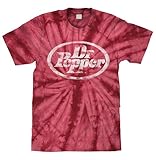 Tee Luv Men's Faded Dr Pepper Soda Logo Tie Dye Shirt, Crimson, S