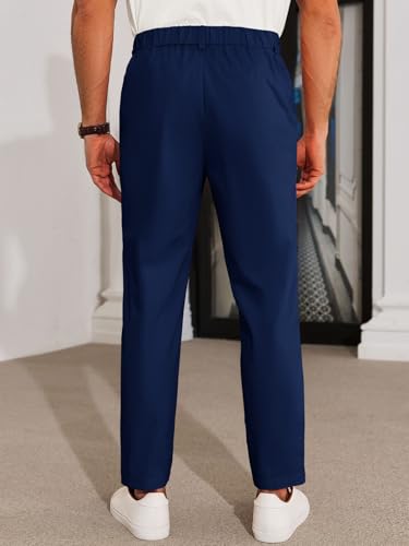 Runcati Mens Slim Fit Dress Pants Chino Casual Elastic Waist Slacks Trousers Skinny Stretch Suit Pants3