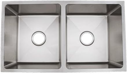 CI R-ZS-100 18 Gauge Radial Congregation Stainless Steel 50-50 Double Bowl Sink