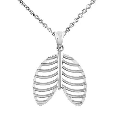 Sterling Silver Rib Cage Pendant Necklace
