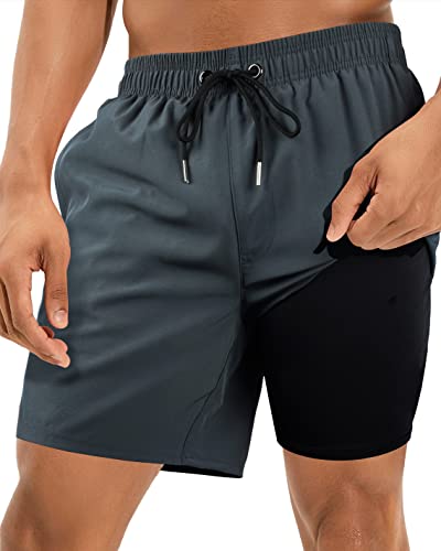 Maillot De Bain 2 En 1 Pour Homme – Doublure Compressive, Séchage Rapide Et Poches Zippées – Idéal Pour La Plage Et Le Sport