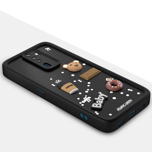Image of Bintage Cute Fun Taddy| 3D Ball Bear| Donut| Coffee Rubber Case Full Body & Camera Protection Back Cover Compatible for Oppo A5 2020 - Black