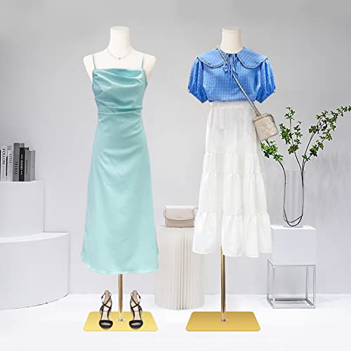 SHAREWIN Female Mannequin Torso Women Dress Forms for Sewing Manicanequin Body High Stability Gold Metal Stand for Clothing Dress Jewelry Display Adjustable Height 50”-70” Thin Body by SHAREWIN - Image 2