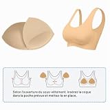 SKENGWEL 5 pairs Women's Triangle Bra Pads Inserts Removable Push Up Sports Bra Cups Replacements For Bikini Top Swimsuit (Triangle 5 Pairs Beige C/D) - 6