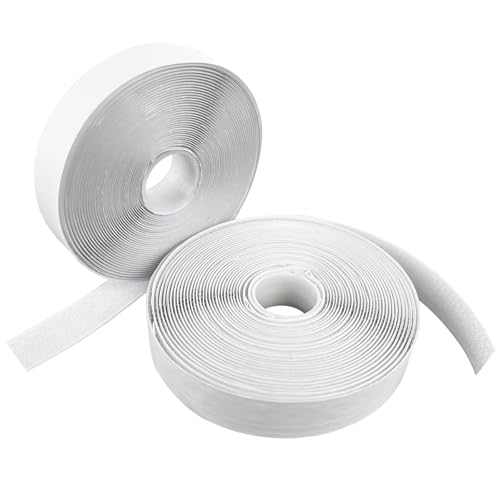 Gentpovth 2 piezas 8m x 20mm Cinta doble cara adhesivo de gancho y bucle, Auto Adhesivo Cinta Rollo Hook y Loop Tape，para Pegar Cortinas, Alfombras, Telas, Mosquiteras, Cuadros, Adhesivo Fuerte