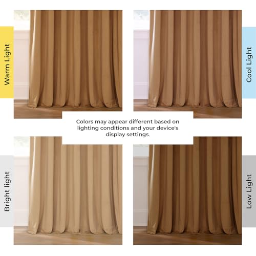Image of HPD Half Price Drapes Velvet Blackout Curtains /Drapes - 108 Inches Long 1 Panel Blackout Curtain Signature Pleated for Living Room & Bedroom - 25W X 108L, Amber Gold