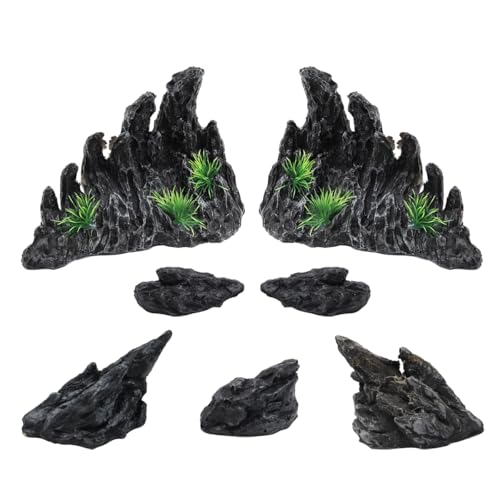 NUZAMAS Aquarium Ornaments Aquarium Decoration Model Kits Small Ornaments Background Resin Imitation Stone Canyon Decorative