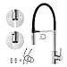 KENES Rubinetto da cucina, girevole a 360°, tubo flessibile in silicone nero, miscelatore monocomando, miscelatore da cucina monocomando, con dock magnetico in acciaio inox