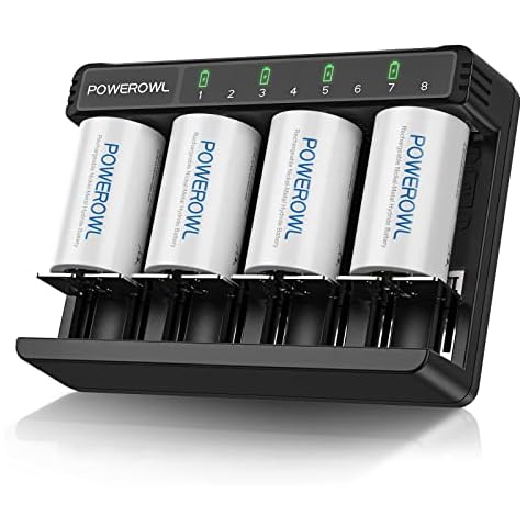 Cargador de Pilas Universal POWEROWL con Pilas Recargables C (4 Piezas) Cover