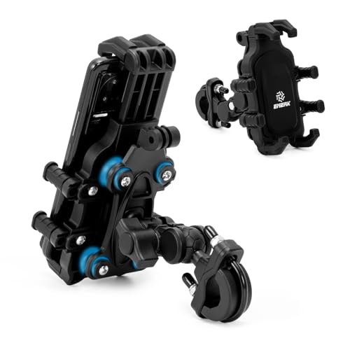 EMERK Motorcycle Phone Mount Holder - [Dual Vibration Dampener] [Anti-Shake Anti-Theft] Bike Phone Holder, Adjustable Handlebar Cellphone Cradle for Bicycle Road Scooter ATV Fit 4.7''-7.2'' Smartphone