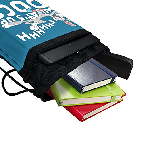 LOGOVISION Bugs Bunny What's Up Doc? Drawstring Backpack Sports Bag Sackpack 17" x 13", Perfect for Gym, Yoga or Practice4