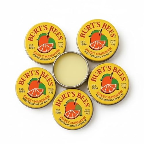 6 Pack Burts Bees Throwback Sweet Mandarin Lip Balm 0.3oz Tin