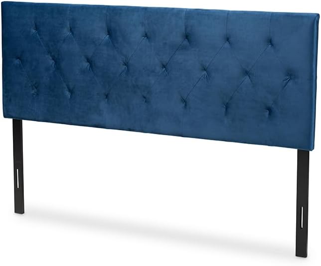 HomeStock Velvet Queen Headboard - Navy Blue Upholstered Bedroom Headboard Vintage Design
