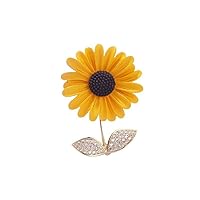 1PC Sunflower Brooch - Enamel Pin Badge - Rhinestone Flower Brooch - Scarf & Clothes Accessory for Women - Elegant Gift (Gold)