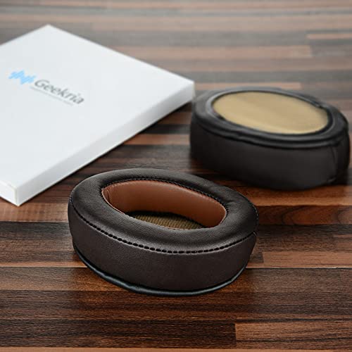 Almohadillas de cuero Protein de reemplazo Geekria para auriculares Sennheiser Momentum 2.0 Over-Ear, cojines de espuma viscoelástica, cubiertas para orejeras, piezas de reparación (Marrón oscuro) miniatura 4