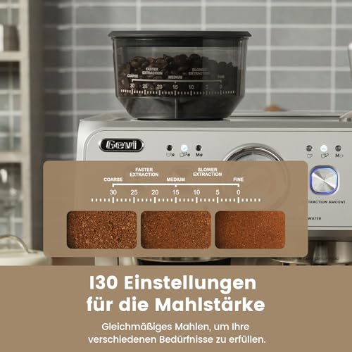 Gevi Dual Boiler Espresso Siebträgermaschine mit Milchschäumer, Edelstahl-Espressomaschinen, Unterstützt Stopfung Bohnenkaffeemaschine,2,8L Wassertank, silber – Bild 5