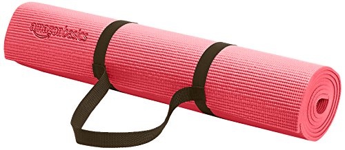 Amazonbasics 1/4-Inch Yoga And Exercise Mat With Carrying Strap, Pink (841710123371)