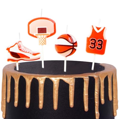 CheeseandU Basketball Birthday Candles,Basketball Party Cake Topper Candles,Birthday Party Favors for Kids Boys Basketball Party Decorations/Sports Players Themed Party Basketball Party Supplies