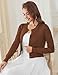 LETDIOSTO Women's Cropped Cardigan Sweater, Button-Down Crewneck Knit, Soft Lightweight Long Sleeve for Layering,Brown XS