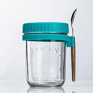 FZQBEY Overnight Oats Jars,12oz Glass Breakfast Jar with Lids and Spoon,Wide Mouth Overnight Oats Glass Container Cereal Cup Yogurt Container for Cereal,Milk,Porridge,Fruit,Snack