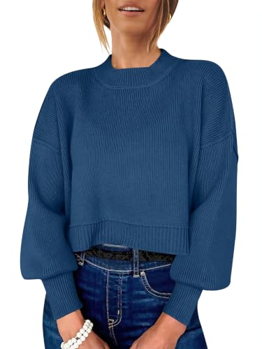 Image of ANRABESS Cropped Sweaters for Women Long Sleeve Oversized Fall Outfits
