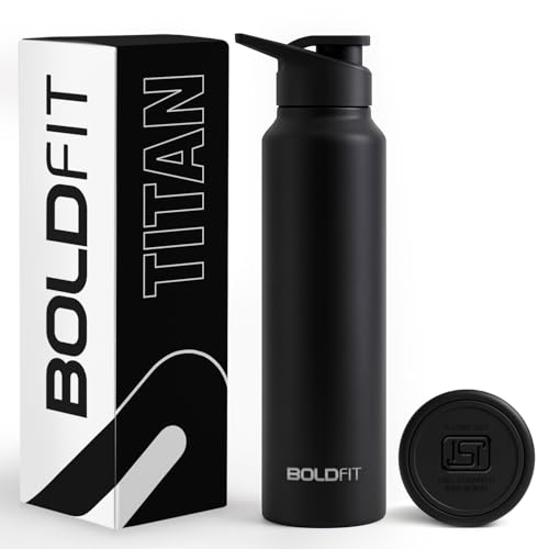 Boldfit Stainless Steel Water Bottle 1 Litre – BPA-Free, Leak-Proof & Rust-Free Metal Bottle with Handle – Lightweight, Food-Grade, Easy to Clean – Ideal for Office, Gym, School, Travel & Fridge Use