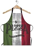 WONDERTIFY Pizza Apron,Best in Town Pizzeria Retro Poster on Grunge Backgrounds Green White Red Bib...
