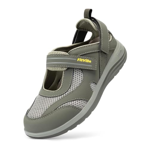 FitVille Diabetic Shoes for Women Extra Wide Width Diabetic Womens Sandals, Walking Shoes with Adjustable Closures Arch Support, Orthopedic Sandals for Flat Feet Heel Pain Relief,Plantar Fasciitis by FitVille - Used condition - US$15.65