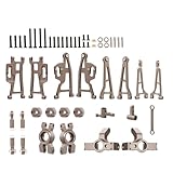 NMNRC 6061 Aluminum Steering Bellcrank Blocks Front Rear Hub Carrier Suspension Arm Kit for 1/14 14209 14210 H14BM Series Rc Car Upgrades Part Gray