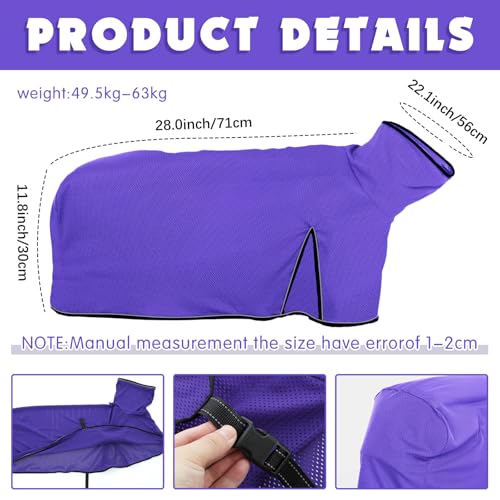 Image of Silkfly 2 Pcs Sheep Blanket Mesh Medium Goat Blanket with Mesh Butt and Adjustable Belly Strap Fits Lambs 110-140 Lbs for Show Lambs, Offers Effective Protection from Fly Bites (Purple)