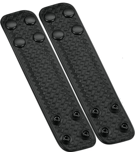 Duty Belt Keeper Double Width 1.75 inch for Belts 2 1/4 inch Wide, Basketweave Genuine Leather and Black Snap 2 Pack