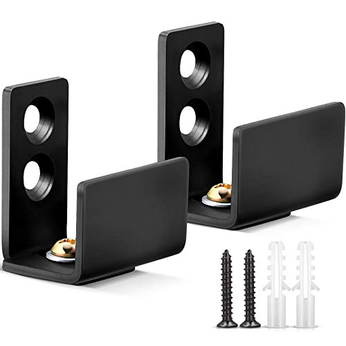 2 Sets of Sliding Barn Door Floor Guide Simple Design Wall Mounted Sliding Barn Door Bottom with Adjustable Bracket for Barn Cabinet Flush Bottom Metal Hardware Matte Black