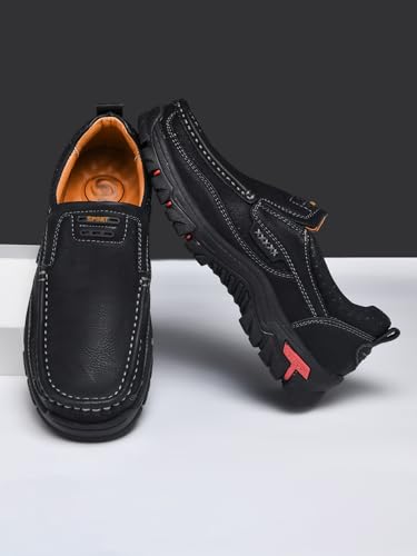 Men's Casual Leather Loafers Slip-On Moccasins Comfort Non-Slip Walking Shoes Breathable Soft Sole Office Driving Shoes4