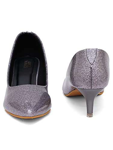 Image of Shuz Touch Women and Girl Smart Casual Fashion Shimmer Detail Comfirt Kitten Heel Pumps Shoe