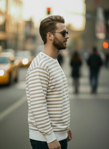 Image of Mack Jonney Men's Black Cotton Full Sleeve T-Shirt | Soft Breathable Casual Wear | Stylish Striped Round Neck Tshirt-JMAK-107