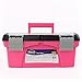 Apollo Tools Set of 3 Pink Stackable Tool Boxes with Top Compartment and Removable Trays for Crafts, Tool Storage - Pink Ribbon - DT5005P