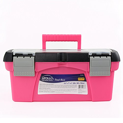Apollo Tools Set of 3 Pink Stackable Tool Boxes with Top Compartment and Removable Trays for Crafts, Tool Storage - Pink Ribbon - DT5005P by Apollo - Image 5