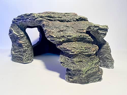 Mezzaluna Gifts X Large Grey Natural Effect Cave Fish Tank Swim-through Hideaway Aquarium Ornament