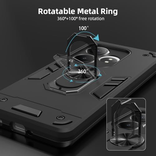 Image of NDCOM for Realme GT 6T Back Cover | Premium Realme GT 6 Back Cover | Stylish Realme GT6T Back Cover | Ring Holder Case