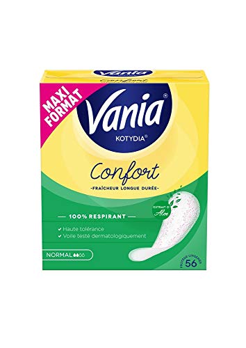 Vania - Comfort Normal Aloe Fragrance Panty Liners (Box of 56 Pieces) – 100% Breathable and Comfortable Lingerie Liners – Hygienic Protection with Perfect fit and Optimal Hold Vania - Comfort Normal Aloe Fragrance Panty Liners (Box of 56 Pieces) – 100% Breathable and Comfortable Lingerie Liners – Hygienic Protection with Perfect fit and Optimal Hold