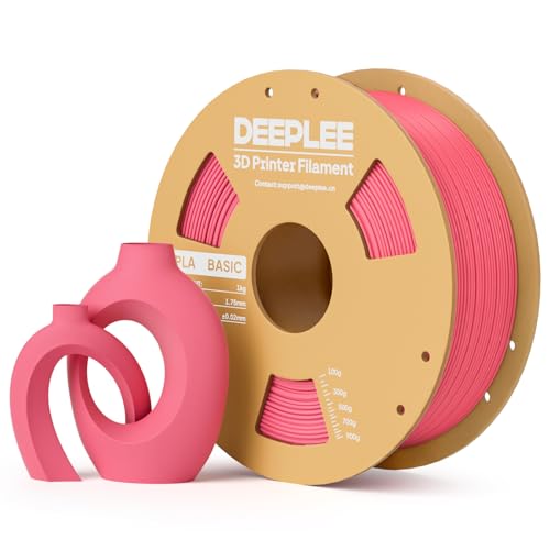 DEEPLEE Basic PLA Filament 1.75mm, Stärkere Zähigkeit 3D Drucker Filament, Heißes Rosa 1KG