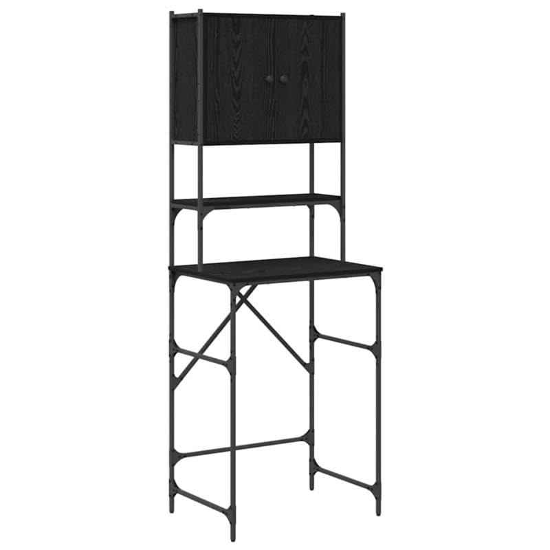 Eleganz Armario para lavadora de resina aglomerada – Armario moderno para lavadoras (68 x 48,5 x 194 cm) – Almacenamiento elegante en aspecto de roble negro – Ideal para hogares pequeños