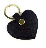 Dan Fashion Leather men Keychain Heart Shape Cute Leather Key Ring Car Key Holder (Black)