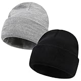 Baby Winter Beanie Hat, Kids Winter Warm Knit Hat,Toddler Soft Warm Beanie for Little Boys Girls Children Caps 0-24 Months Gray Black