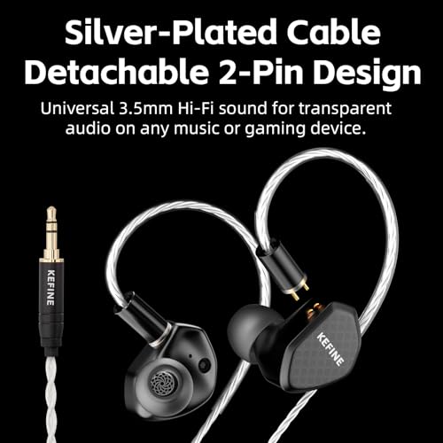 Image of Klean Hi-Fi in Ear Monitor, Wired Gaming Earbuds, 10mm DLC Diaphragm Dynamic Driver, Wired Earphones, Interchangeable Tuning Nozzles, HiFi IEM for Audiophile, Musician & Gaming(Black, 3.5mm)