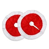 LOORGVEL 2 Stück Teiliges Mini Weihnachtsbaumdecke aus Flauschigem Material mit Roter und Weißem...