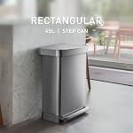 simplehuman 45 Liter / 12 Gallon Rectangular Hands-Free Kitchen Step Trash Can with Soft-Close Lid, Brushed Stainless Steel - Image 2