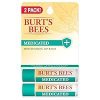 Burt's Bees Medicated Lip Balm, With Eucalyptus Oil and Menthol, Tint-Free, Natural Origin Lip Care, 2 Tubes, 0.15 oz.