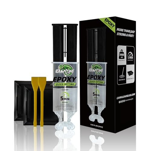 CAMALEAO 2 Part Epoxy Glue - Dries Clear, 5 Minute Epoxy with 2 Mixing Kits, 3988 PSI High Strength...