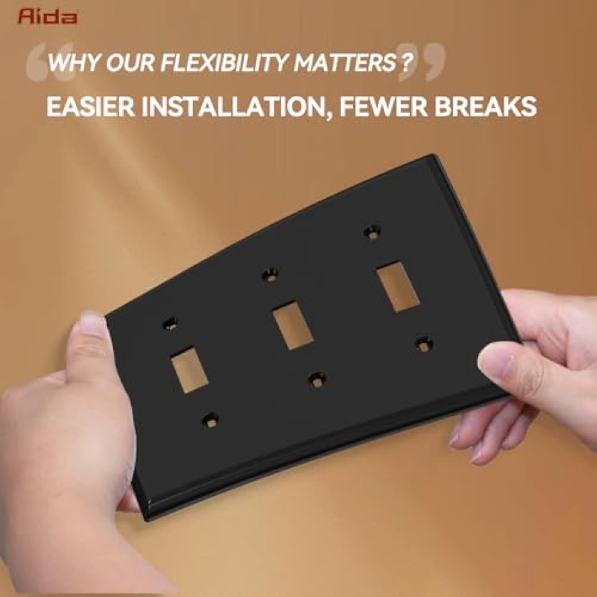 3-Gang Toggle Switch Wall Plate, Unbreakable Thermoplastic